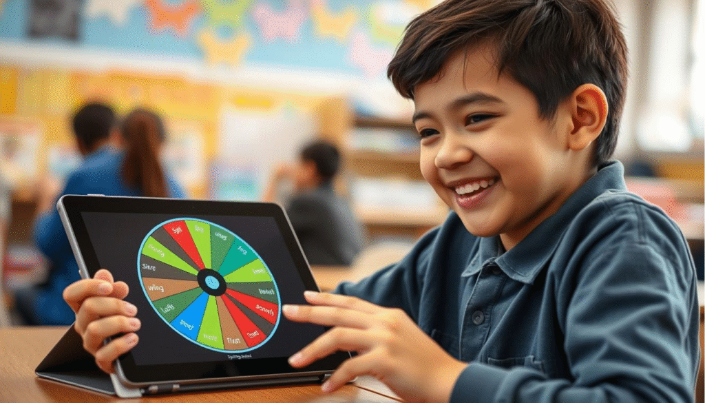 Boy studying using a wheel